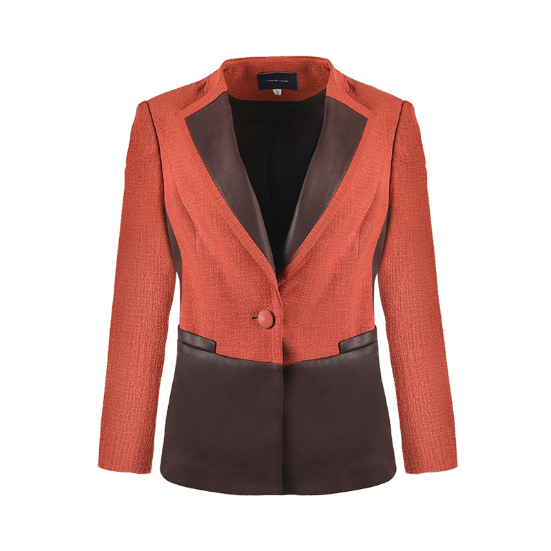 桔咖拼接上衣LS14572A