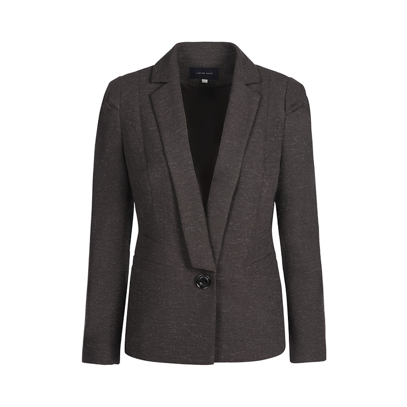 靓诺灰褶袖长领外衣LS11159A