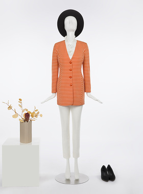 靓诺桔白条上衣LS12181B