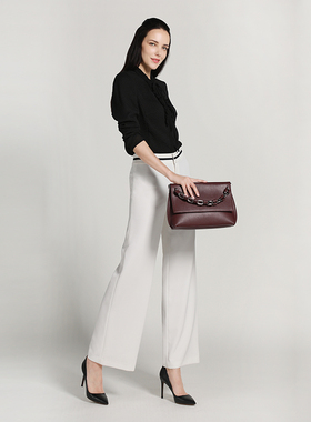 靓诺秋冬衬衫女设计感小众黑色显瘦气质修身百搭高档衬衣LC18112A