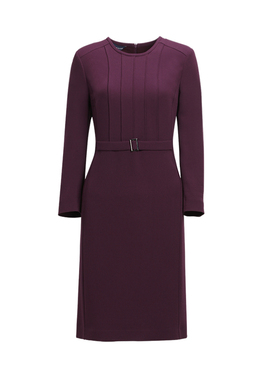 靓诺秋冬打底女裙子圆领大码紫色修身气质高端女装连衣裙LL19344A