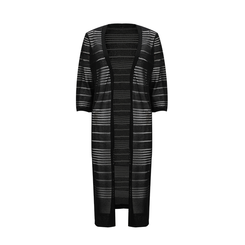 黑色间条百搭毛衫外披