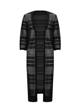 LIANGNUO靓诺黑色间条百搭毛衫外披LW18230A