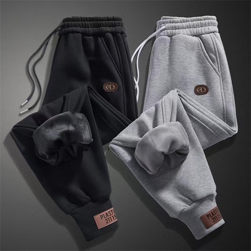 休闲卫裤男潮流秋冬款百搭束脚裤子学生黑灰色运动裤加绒无磁无铁