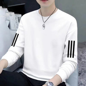 帅气百搭打底大码 长袖 宽松青少年美式 无帽卫衣男春秋季 三杆体恤衫
