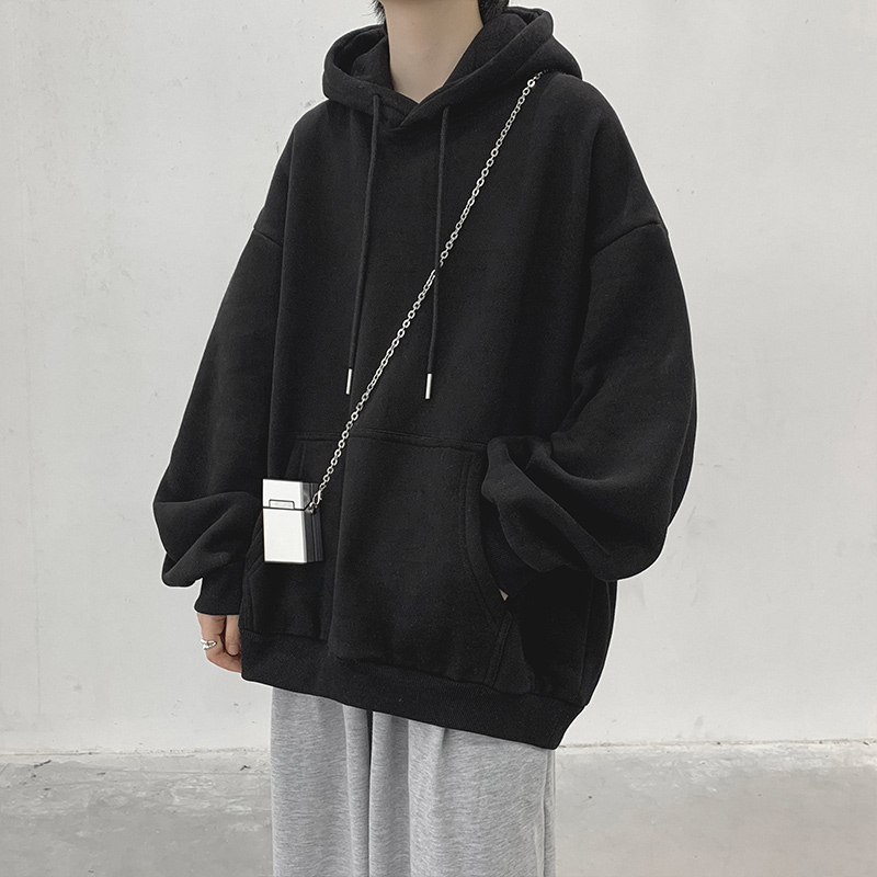 休闲卫衣男连帽韩版潮流秋冬季保暖加绒宽松套头衫情侣装潮流百搭