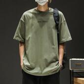 上衣服夏季 短袖 宽松潮流百搭休闲半袖 日系简约体恤打底衫 t恤男士