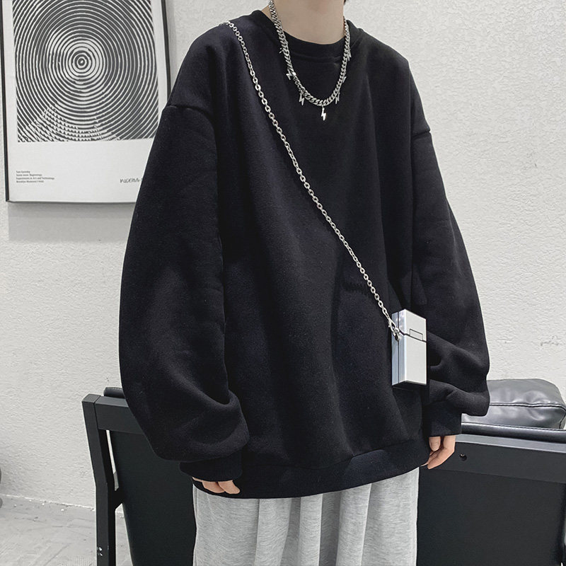 上班工作服男款卫衣耐磨耐脏套头运动长袖百搭大码宽松加绒打底衫