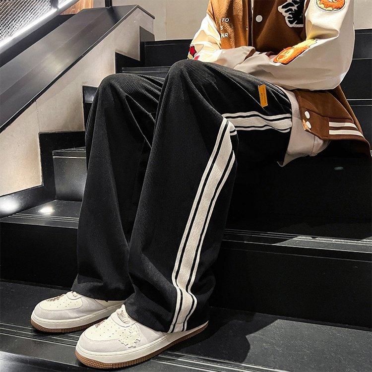 运动裤男秋冬加绒加厚宽松学生直筒阔腿裤休闲外穿痞帅灯芯绒卫裤,男装,休闲裤,淘宝优惠券,粉丝福利购,淘宝优惠卷