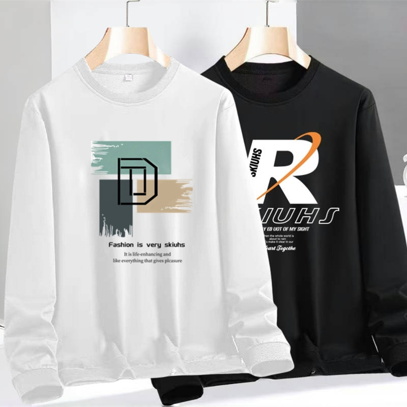 男款卫衣春秋季宽松大码套头打底长袖t恤美式潮流重磅印花上衣服