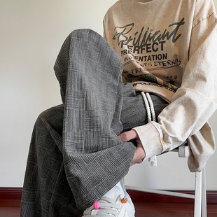 灯芯绒裤子男韩版潮流高街时尚外穿情侣阔腿直筒休闲裤秋冬款长裤