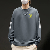 t恤男卫衣2026春秋季 新款 宽松大码 长袖 学生外穿美式 印花圆领衣服