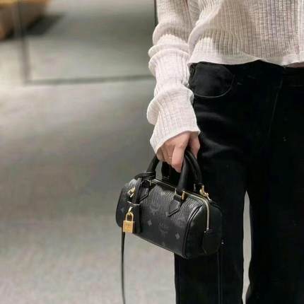 塔尖定制 ELLA 新款经典老花干邑色波士顿包TONI单肩手提女包1204