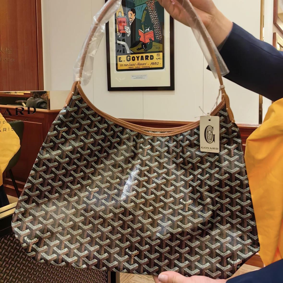 塔尖定制Hobo腋下狗牙老花帆布拼牛皮单肩手提托特购物袋女包1117