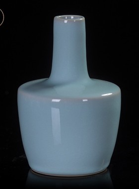 廷怀窑 汝窑天青釉摇铃尊花瓶 摆件 高档礼盒装 汝州汝瓷花瓶花插