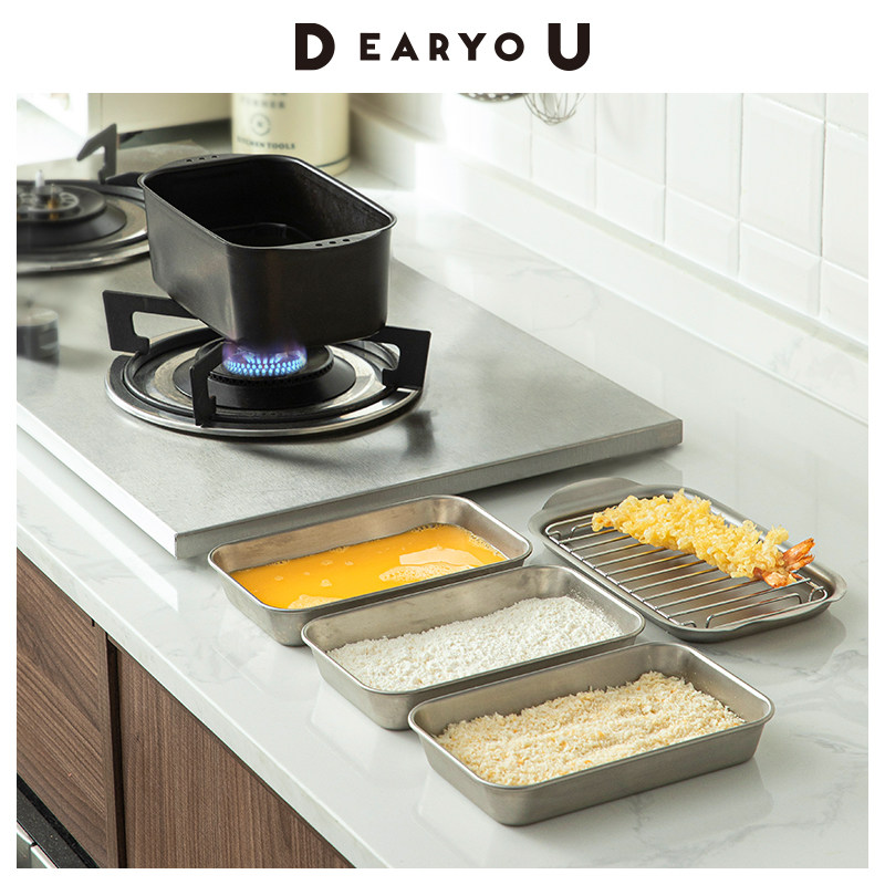 dearyou日本长方形天妇罗炸锅小深锅油炸锅省油家用燃气电磁炉