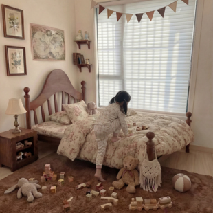 喜力美儿童床法式复古床温莎床女孩公主新中式中古风全实木美式床