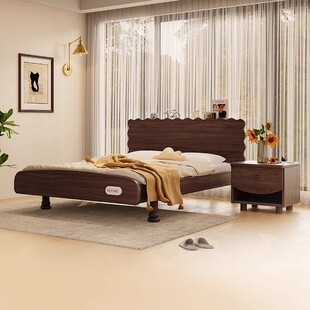 喜力美实木儿童床复古色中古风1.5米主卧床现代简约双人床儿童床