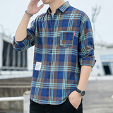 男士港风格子衬衫男长袖休闲衬衣青年帅气宽松寸衫101A-CS120-P26,男装衬衫,星座101A, 男士港风格子衬衫男长袖休闲衬衣青年帅气宽松寸衫101A-CS120-P26,男装衬衫,星座101A,