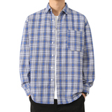 春秋款港风格子衬衫男士长袖潮流宽松休闲帅气衬衣101A-CS188-P26，男装衬衫，星座101A