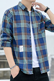 男士港风格子衬衫男长袖休闲衬衣青年帅气宽松寸衫101A-CS120-P26，男装衬衫，星座101A