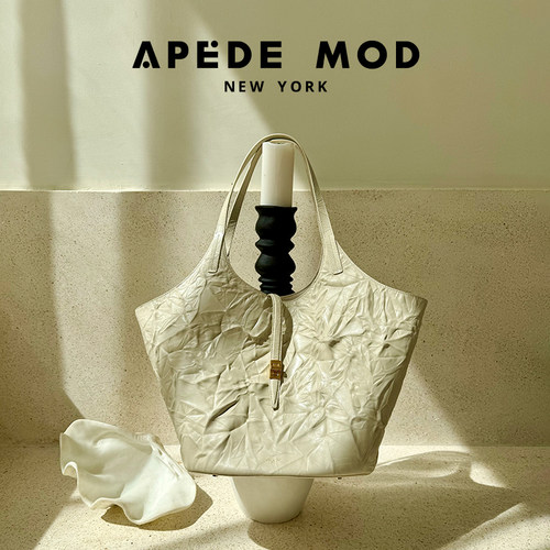 apedemod托特包牛皮褶皱软皮