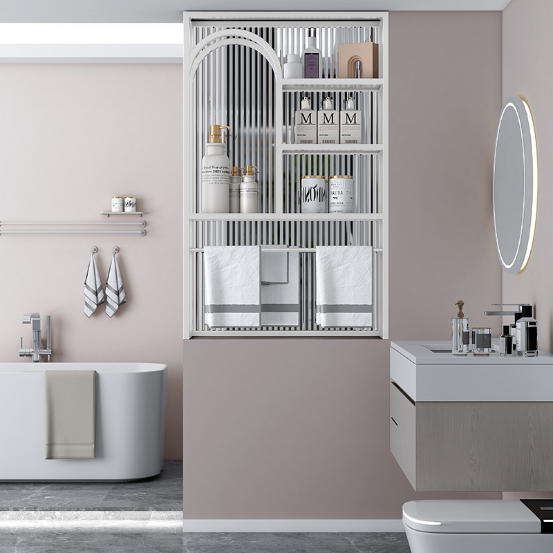 卫生间半墙白色隔断屏风