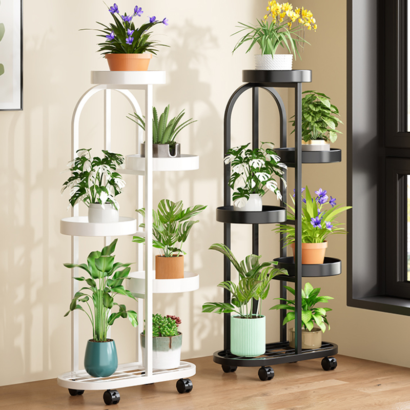 花架子客厅落地式可移动花架带轮铁艺花盆阳台置物架轻奢新款2025