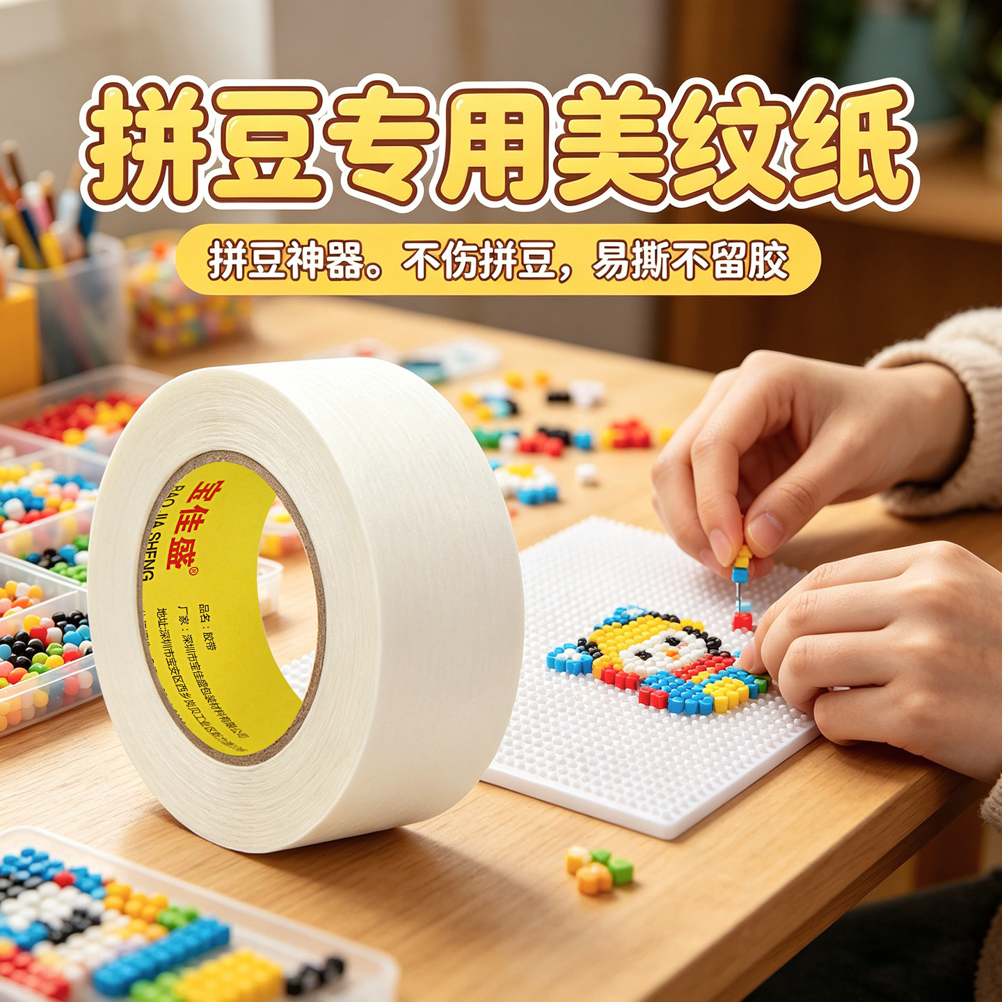 拼豆专用美纹纸大图辅助工具耐高温手工DIY拼豆豆大面积熨烫保护模