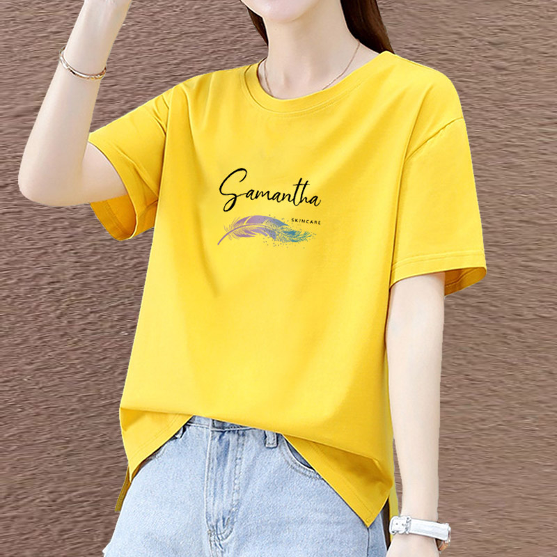 大码纯棉短袖t恤女士遮肚子衣服