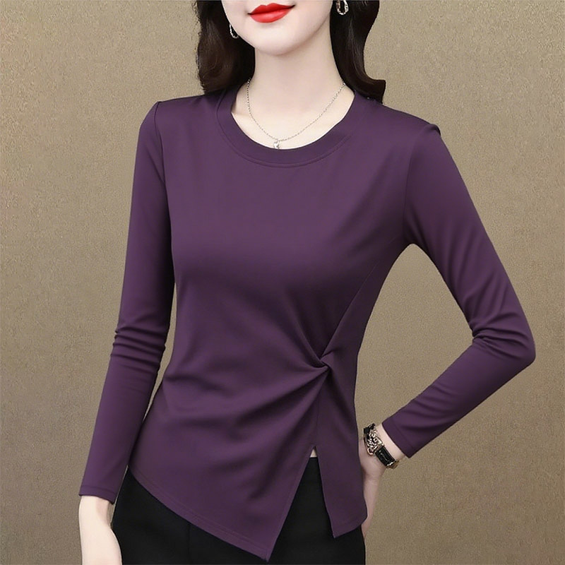 气质圆领长袖打底衫女T恤