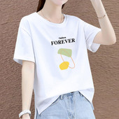 洋气减龄体恤打底衫 纯棉圆领短袖 上衣时尚 新款 t恤女宽松2026夏季
