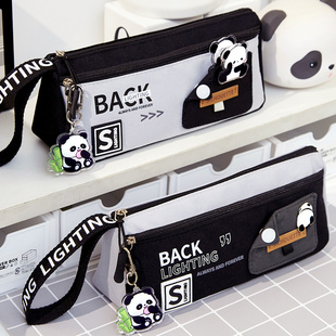 萌酷熊猫笔袋！2025新款男孩子大容量高颜值文具盒男生男款初中学生高中铅笔盒一年级男童小学生简约网红爆款
