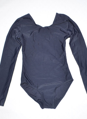 美国原单ENER****经典黑色单层长袖防晒海滩泳池连体泳衣女童大童