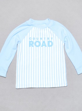 澳洲原单COUN****新款蓝白色印ROAD中袖分体泳衣单背心男女童小童