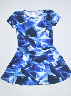 澳洲原单AMAN****蓝白花单层无内衣短裤连体泳衣罩裙女童中大童