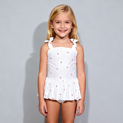 小红果花海滩泳池连体泳衣女小童