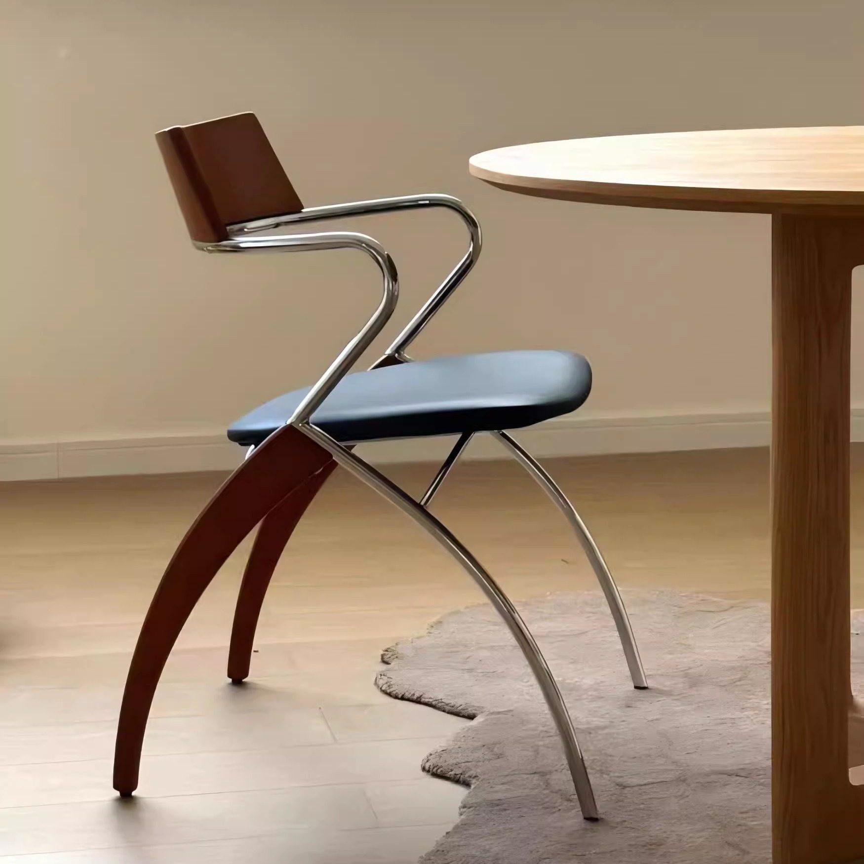 目恋家居中古设计师餐椅轻奢高级感软包靠背椅子咖啡厅休闲扶手椅