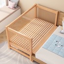 婴儿小床带高护栏大床边加宽宝宝实木单人床可定制榉木儿童拼接床