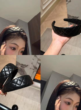 法式皮质菱格发箍秋冬时尚头箍