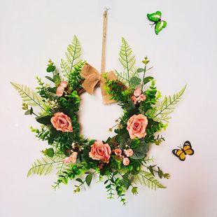客厅电视背景墙面装饰品墙壁挂件花环卧室房间门上床头花朵小挂饰