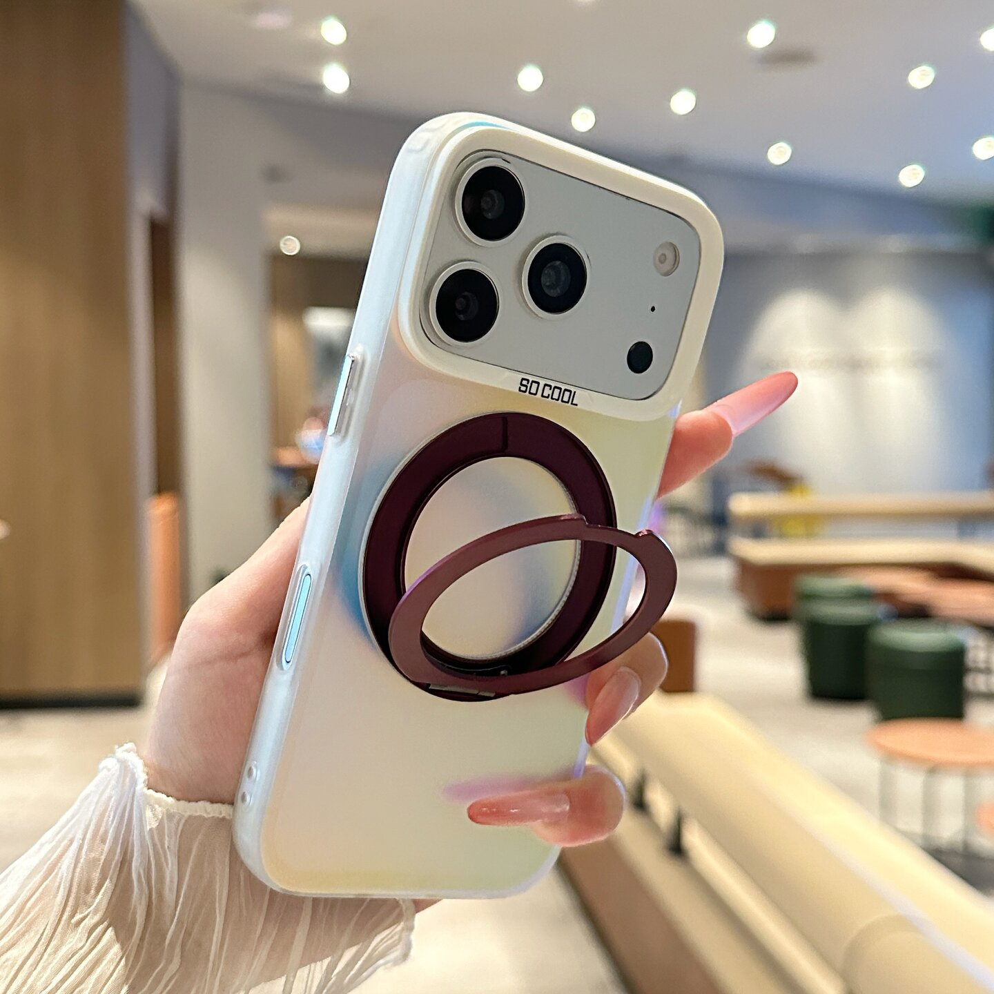 渐变镭射360度旋转支架防摔适用苹果18promax手机壳新款iphone17pro磨砂磁吸充电16保护套18pro全包高级感