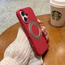高级感勃艮第红适用iphone16手机壳新款 支架苹果17promax液态硅胶超薄15promax保护套磁吸15全包相机按键外壳