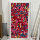 多彩仿真奶油蛋糕装 饰画亚克力罩装 置艺术挂画油画肌理艺术画