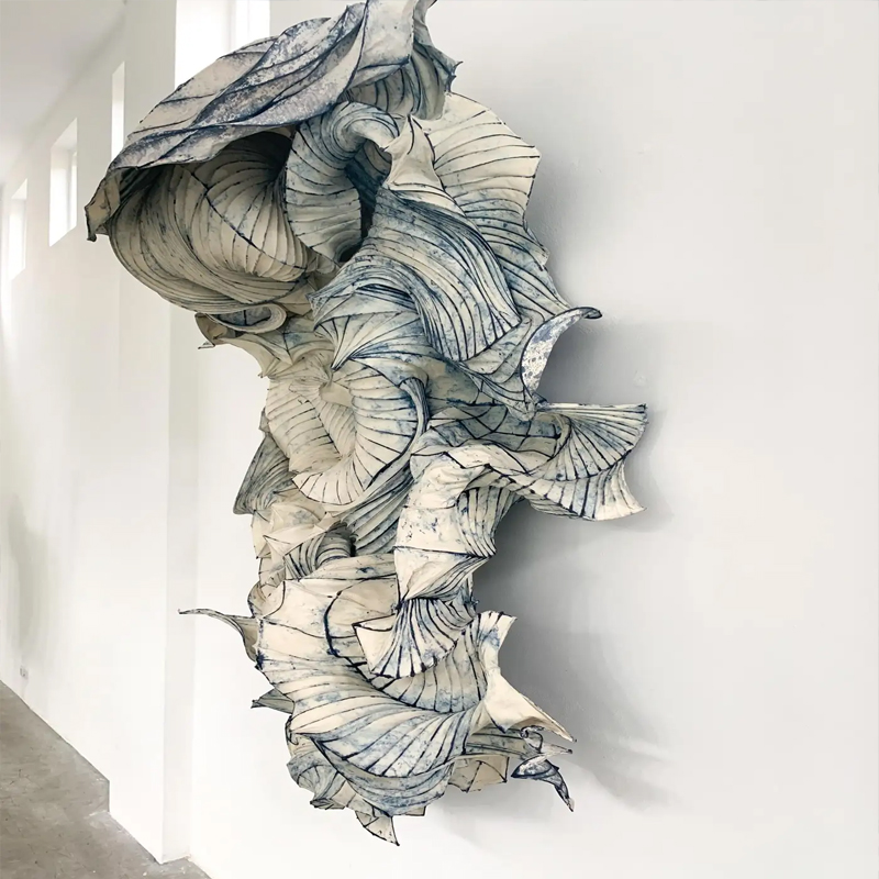 纸艺多线条造型简约抽象手工装饰餐厅售楼部商场大型立体装置画图片