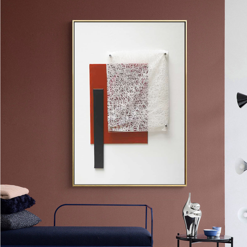 实物皮革拼接轻奢立体抽象线条