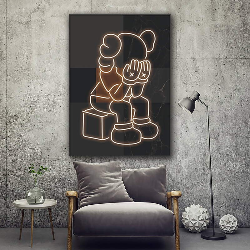装饰画卡通动漫挂画装饰客厅简约简装现代灯光艺术现代暴力熊