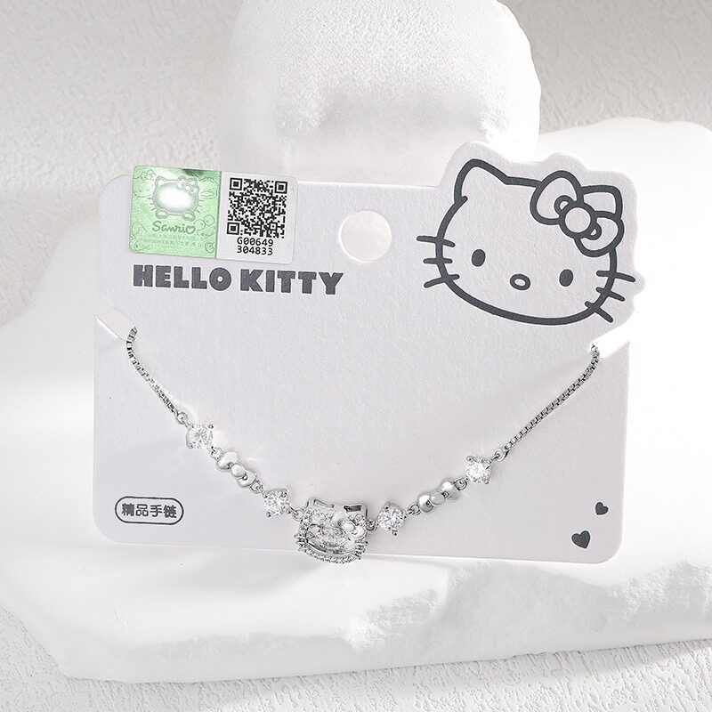 轻奢Kitty满钻手链黄铜镀银小众精致学生送礼百搭三丽鸥正品手饰