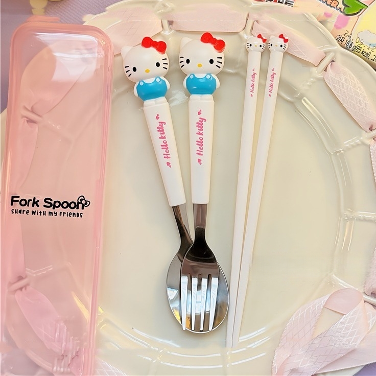 Kitty勺子叉子筷子餐具套装
