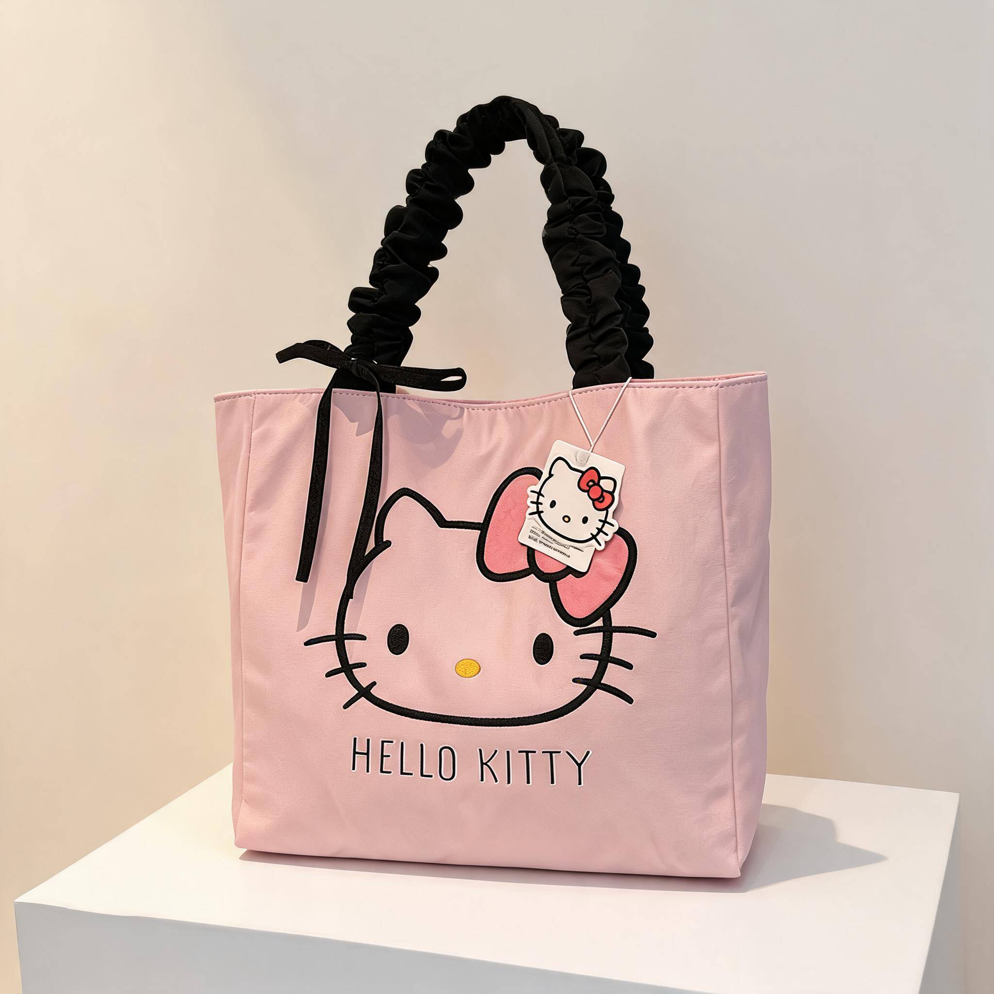 kitty包包卡通可爱单肩托特包通勤女包褶皱手柄35*31*12cm有夹层